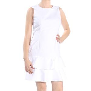 Calvin Klein White Ruffled Cocktail Dress